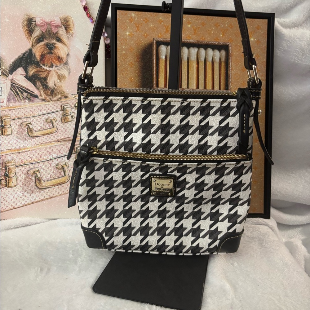 Dooney & Bourke Black and White Houndstooth Crossbody Bag